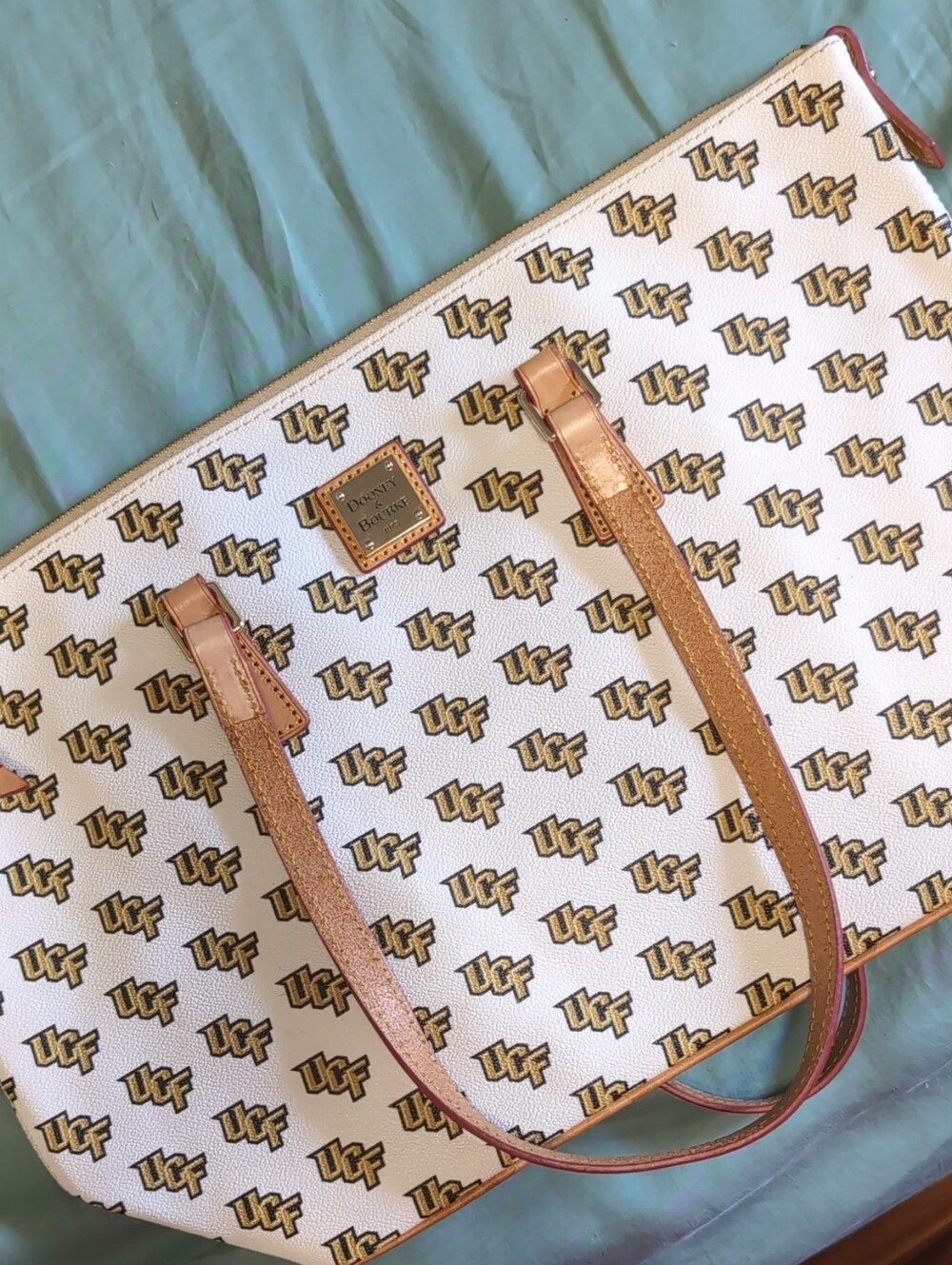 Dooney & Bourke White & Tan UCF Logo Tote